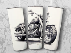 Steel Stallion Motorcycle Sketch - 20oz Tumbler Wrap, Artistic Design  | Steel Stallion Motorcycle Sketch - 20oz Tumbler Wrap, Artistic Design