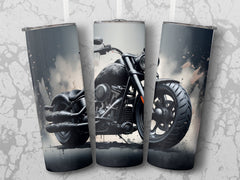 Midnight Rebel Motorcycle in the Shadows - 20oz Tumbler Wrap, Sleek De | Shadows - 20oz Tumbler Wrap, Sleek Design