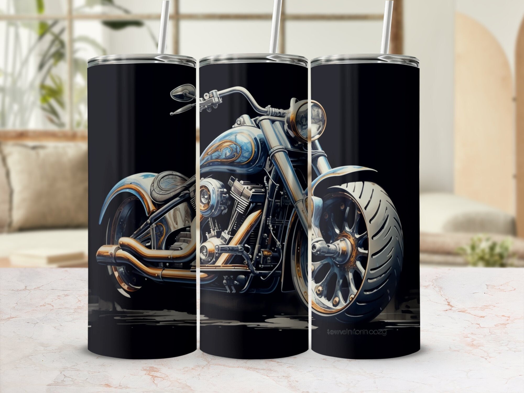 Oceanic Rhythm Motorcycle Tumbler Wrap, Aquatic Design for Straight &  | Oceanic Rhythm Motorcycle Tumbler Wrap, Aquatic Design