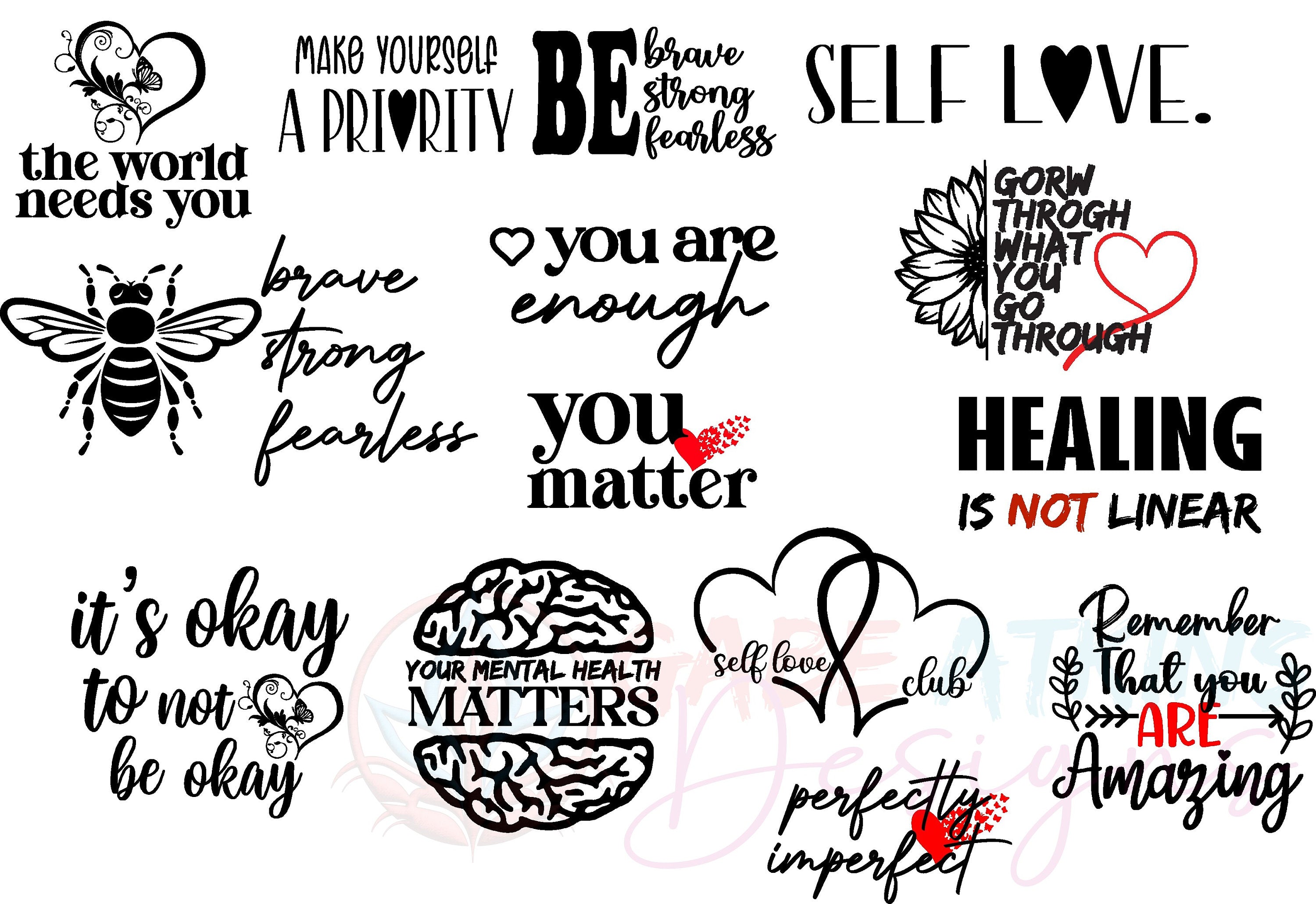 Mental Health SVG Bundle, Inspirational svg, Positive SVG, Motivational SVG, Hope Svg, Mental Health Awareness, Cut Files for Cricut | cut_files_for_cricut, depression_awareness, inspirational_quotes, inspirational_svg, mental_awareness, mental_health_bundle, mental_health_svg, motivational_svg, positive_quote_svg, positive_svg, self_love_svg, you_are_enough_svg, you_matter_svg | Gabe Atkins Designs