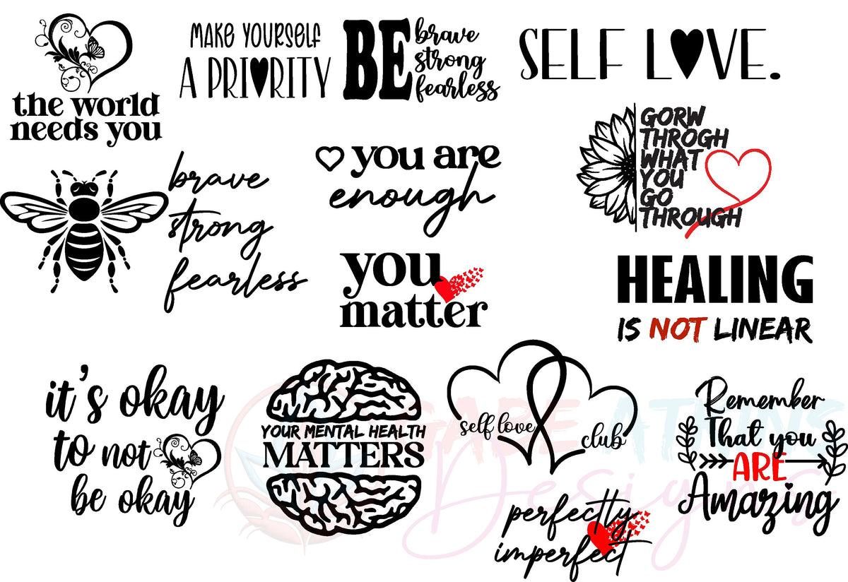 Mental Health SVG Bundle, Inspirational svg, Positive SVG, Motivational SVG, Hope Svg, Mental Health Awareness, Cut Files for Cricut | cut_files_for_cricut, depression_awareness, inspirational_quotes, inspirational_svg, mental_awareness, mental_health_bundle, mental_health_svg, motivational_svg, positive_quote_svg, positive_svg, self_love_svg, you_are_enough_svg, you_matter_svg | Gabe Atkins Designs