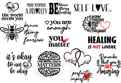 Mental Health SVG Bundle, Inspirational svg, Positive SVG, Motivational SVG, Hope Svg, Mental Health Awareness, Cut Files for Cricut | cut_files_for_cricut, depression_awareness, inspirational_quotes, inspirational_svg, mental_awareness, mental_health_bundle, mental_health_svg, motivational_svg, positive_quote_svg, positive_svg, self_love_svg, you_are_enough_svg, you_matter_svg | Gabe Atkins Designs