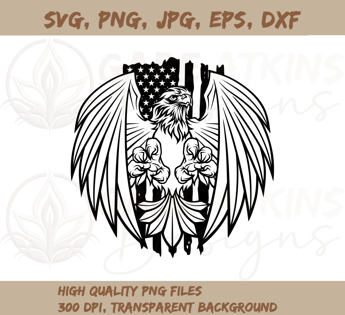 Eagle Through American Flag 3 SVG File | Patriotic Designs for Cutting | American Flag 3 SVG File